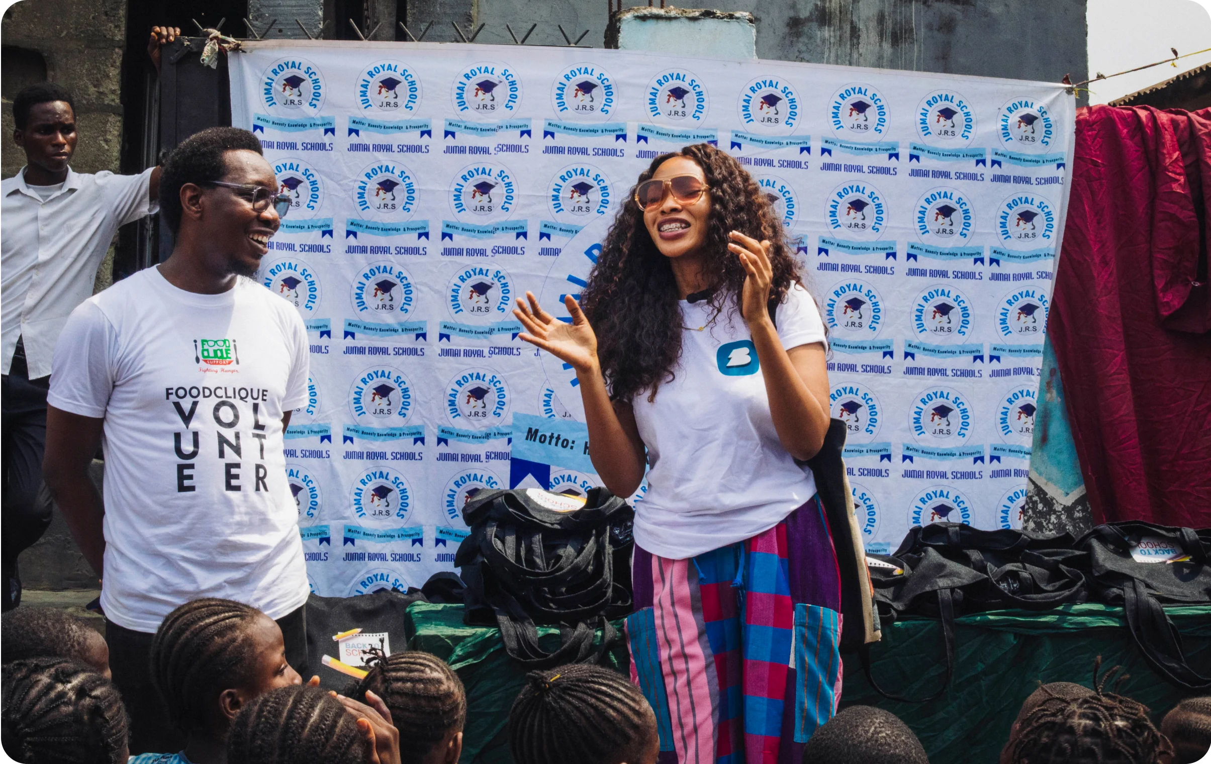 a lady presenting to children